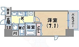 プレサンス神戸裁判所前デリシア ワンルームの間取図画像
