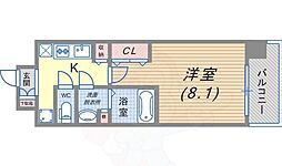 Wスタイル神戸2 1Kの間取図画像