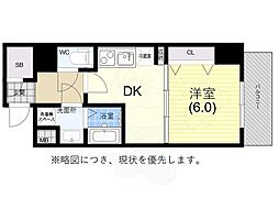 プレサンスTHE神戸 1DKの間取図画像