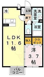 プティリヴィエール 1LDKの間取図画像