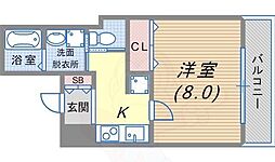 レジデンス富久寿 1Kの間取図画像