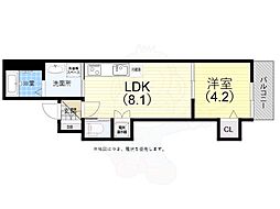 エルグランド湊川 1LDKの間取図画像