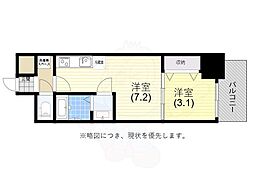 アドバンス神戸レイソレ 1DKの間取図画像