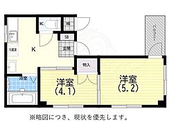 前田マンション 2DKの間取図画像