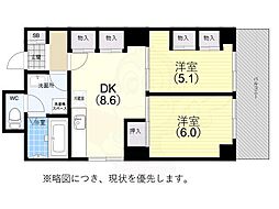 メゾン西柳原 2DKの間取図画像