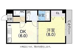 サザン神戸品川 1DKの間取図画像