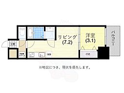 アドバンス神戸レイソレ 1DKの間取図画像