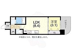 セレニテ神戸ミラクノール 1LDKの間取図画像