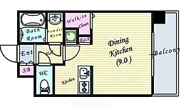 サムティ西梅田グロリエ ワンルームの間取図画像