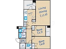堂島ザ・レジデンスマークタワー 2LDKの間取図画像