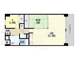 コープ野村梅田A棟 1SLDKの間取図画像