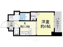 エステムプラザ梅田扇町公園パークランド 1DKの間取図画像
