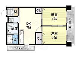 アクミコーポ 2DKの間取図画像