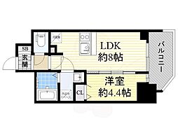 プレサンス北浜オリジン 1LDKの間取図画像