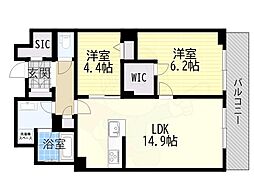 リビエナ グラン 新梅田 2LDKの間取図画像