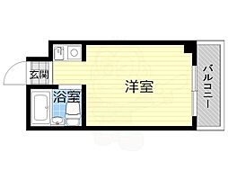 レア・レア梅田3番館 ワンルームの間取図画像
