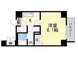 DwellingETC天神橋 1Kの間取図画像