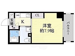 エステムコート大手前レシェンテ 1Kの間取図画像