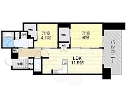 ソルティア東梅田 2LDKの間取図画像