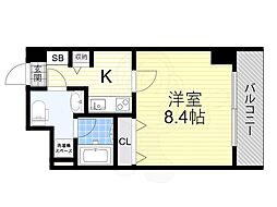 モンサンミッシェル北浜 1Kの間取図画像