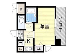 リーガル天神橋 1Kの間取図画像