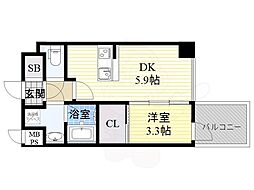 HS梅田EAST 1DKの間取図画像