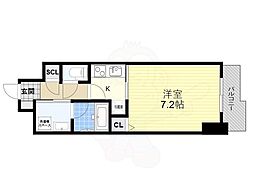 ビエラコート天神橋 1Kの間取図画像