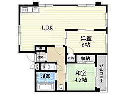 商業豊崎マンション 2LDKの間取図画像