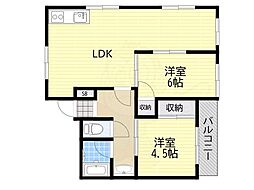 商業豊崎マンション 2LDKの間取図画像