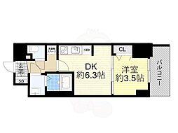 プレサンス福島吉野MENAGE 1DKの間取図画像
