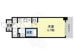 アクアプレイス天満クラシック 1Kの間取図画像