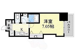 Luxe天神橋 1Kの間取図画像