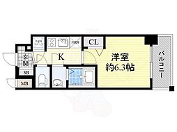 エスリード京橋グランツ 1Kの間取図画像