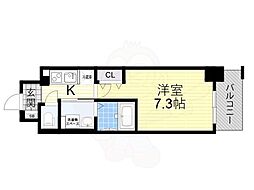 ミュプレ北浜 1Kの間取図画像