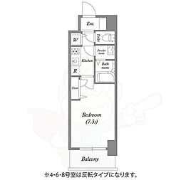 プランドール北浜 1Kの間取図画像