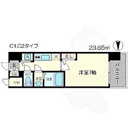 エスリード松屋町サウス 1Kの間取図画像