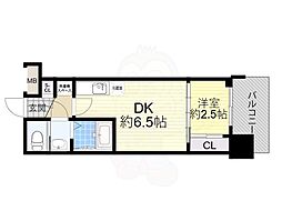 セレニテ中崎町リアン 1DKの間取図画像
