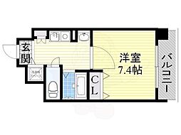 レジュールアッシュ梅田イースト 1Kの間取図画像