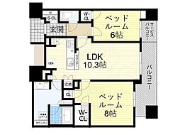 シエリアタワー中之島 2LDKの間取図画像