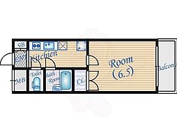 ローズコーポ天満東2 1Kの間取図画像
