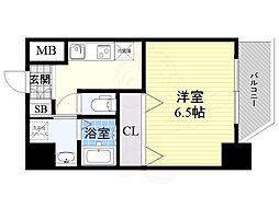 リバーパークフロント天神橋 1Kの間取図画像