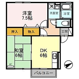 セジュール向陽弐番館 2DKの間取図画像
