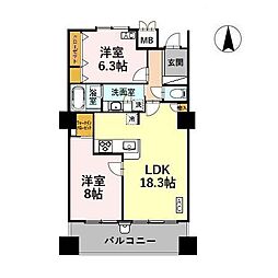 やわらぎ金沢 2LDKの間取図画像