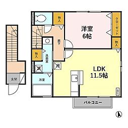 ボヌールピエース 1LDKの間取図画像