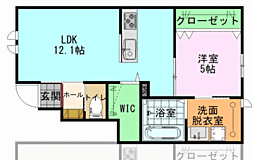 リヴァージュ高浜 1LDKの間取図画像