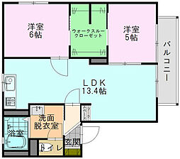 グリーン・アイランド 2LDKの間取図画像