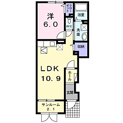 セイリング8 1LDKの間取図画像