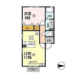 シャルマン東海 1LDKの間取図画像