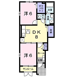 ジェルメY 2DKの間取図画像