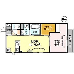 コンフォール三池 1LDKの間取図画像